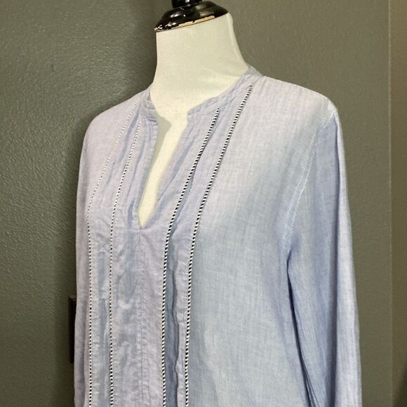 Jcrew blue white cotton Tunic lightweight top - Picture 2 of 12